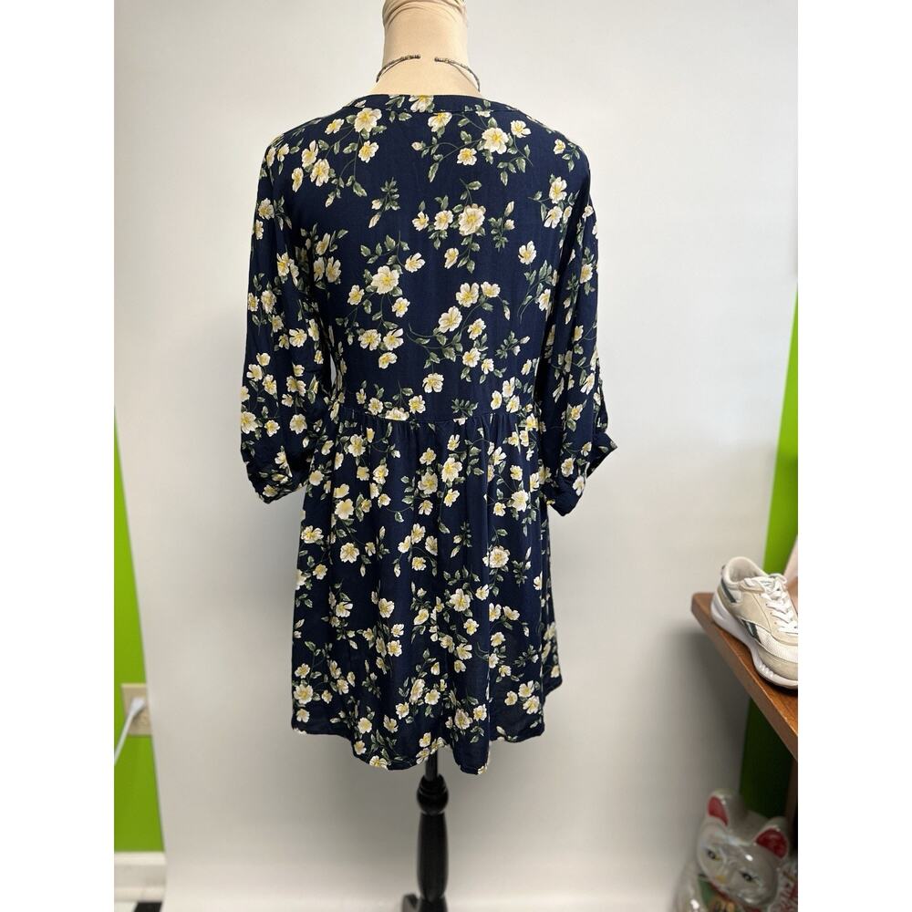 Umgee Boho Dress Medium Cottage Daisy Flowy Lace Up Top Hippie Pheasant - Picture 6 of 12